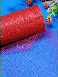 Фатин сітка/червоний з червоним блиском/ширина 14 см/1 метр