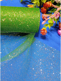 Фатин сітка/зелений із золотим блиском/ширина 14 см/1 метр