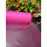 Фатин сетка / малиновый с малиновым блеском/ ширина 14 см/ 1 метр