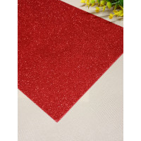 Фоміран із глітером/ Розмір А4/Колір — червоний/ Ціна за аркуш