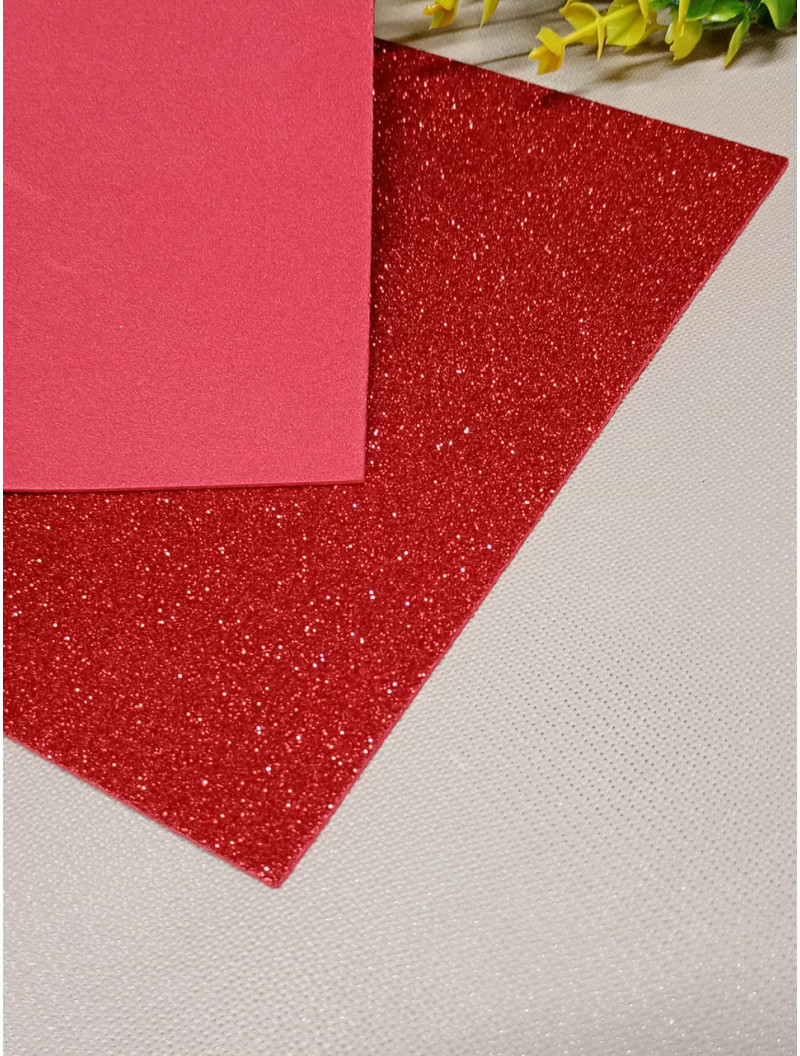Фоміран із глітером/ Розмір А4/Колір — червоний/ Ціна за аркуш