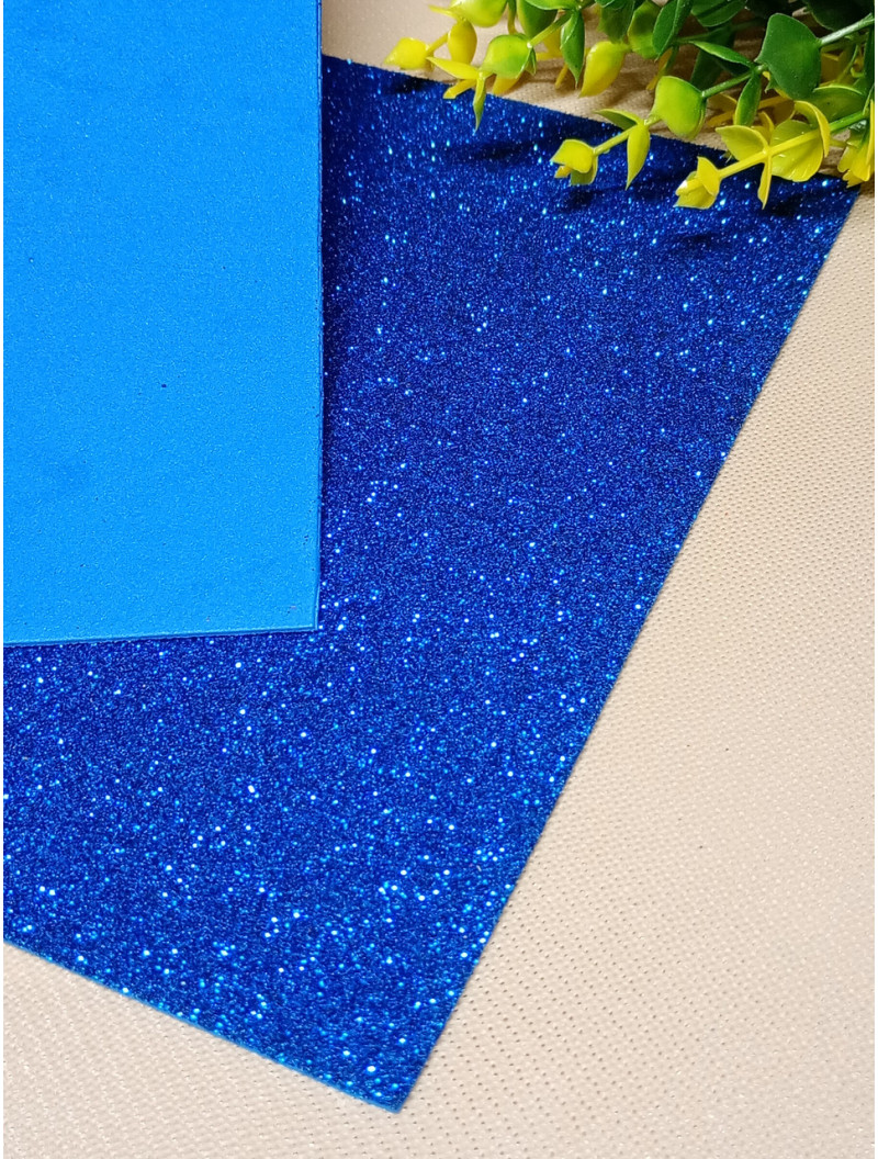 Фоміран із глітером/ Розмір А4/Колір — електрик/ Ціна за аркуш