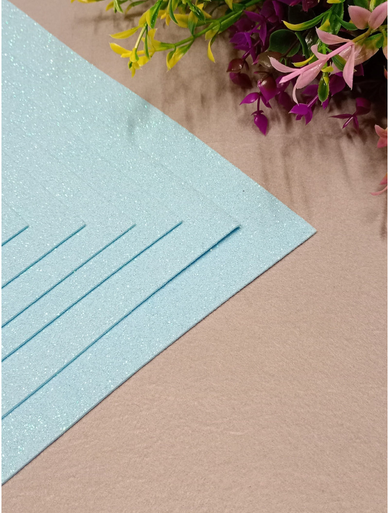 Фоміран із глітером/ Розмір А4/Колір — блакитний/ Ціна за аркуш