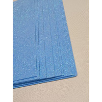 Фоамиран глиттерный с клеевой / 20×30 см / голубой 2