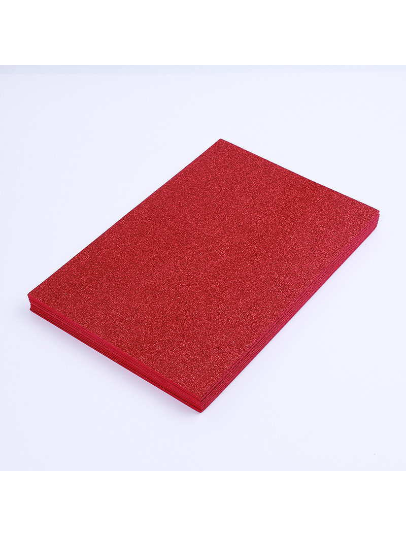 Фоміран глітерний із клейовою. Розмір 20×30 см. Колір червоний.