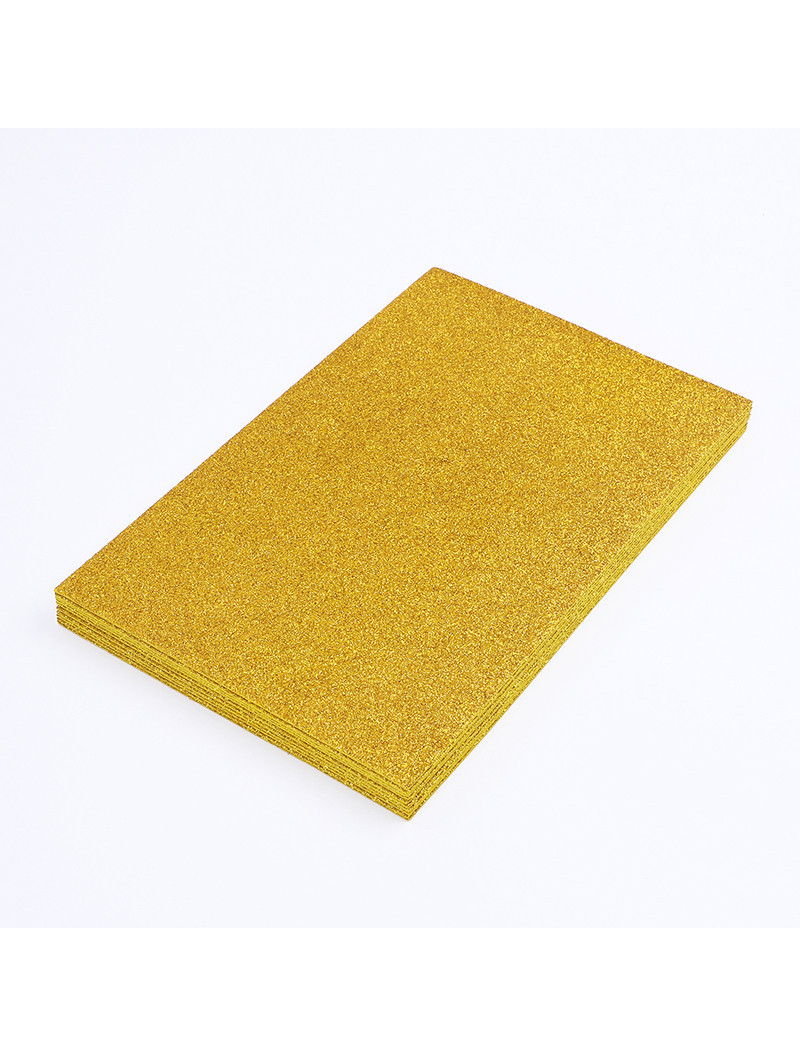 Фоміран глітерний із клейовою. Розмір 20×30 см. Колір — золотий