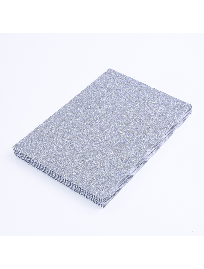 Фоміран глітерний із клейовою. Розмір 20×30 см. Колір — срібло