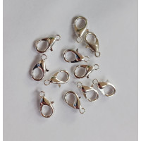 Замок -лобстер. Размер - 10 мм. Цвет - серебро. Цена указана за 5 шт