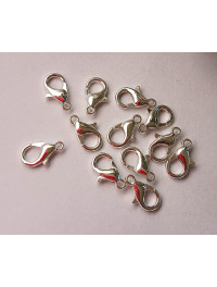 Замок -лобстер. Размер - 12 мм. Цвет - серебро. Упаковка - 5 шт.