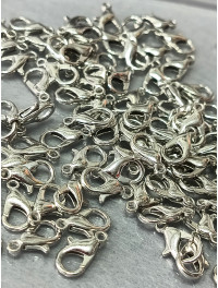 Замок -лобстер. Размер - 12 мм. Цвет - сталь. Упаковка - 5 шт