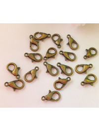 Замок -лобстер. Размер - 12 мм. Цвет - бронза. Упаковка - 5 шт.