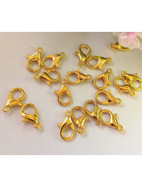 Замок -лобстер. Размер - 12 мм. Цвет - лимонное золото. Упаковка - 5 шт.