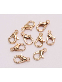 Замок-лобстер (мідь із покриттям). Розмір — 14 мм. Колір  золото. Паковання  5шт.