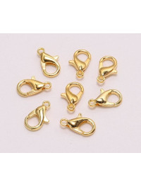 Замок-лобстер (мідь із покриттям). Розмір — 14 мм. Колір — лимонне золото. Паковання —5шт.