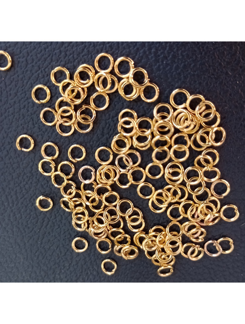 З'єднувальні кільця. Розмір — 4 мм. Паковання — 5 грамів (прим. 130 шт.). Колір лимонне золото