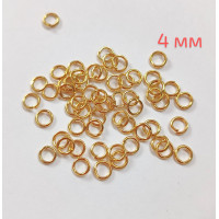 З'єднувальні кільця. Розмір — 4 мм. Паковання — 5 грамів (прим. 130 шт.). Колір лимонне золото