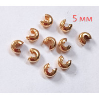 Металеві крімпи / 5 мм  /  золото  /  10 штук