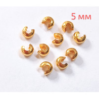 Металеві крімпи / 5 мм  /  лимонне золото  /  10 штук
