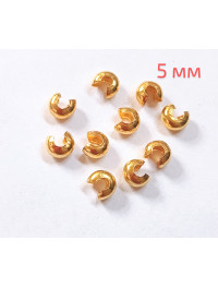 Металеві крімпи / 5 мм  /  лимонне золото  /  10 штук