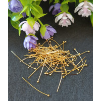 Пины с шариком 3 см. Цвет -лимонное золото. Упаковка - 10 шт .