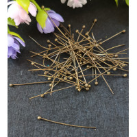 Пины с шариком 3 см. Цвет - бронза. Упаковка - 10 шт .