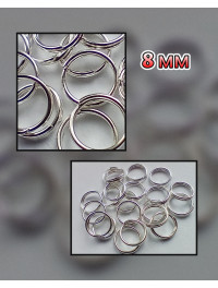 З'єднувальні кільця "подвійні". Розмір — 8 мм. Паковання — 5 грамів (прим.38 шт.). Колір срібло