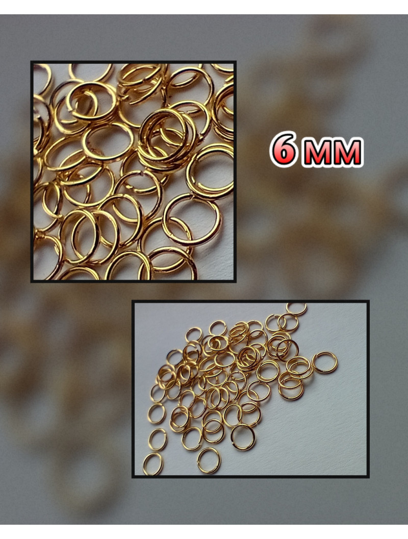 З'єднувальні кільця. Розмір — 6 мм. Паковання — 5 грамів. Колір лимонне золото