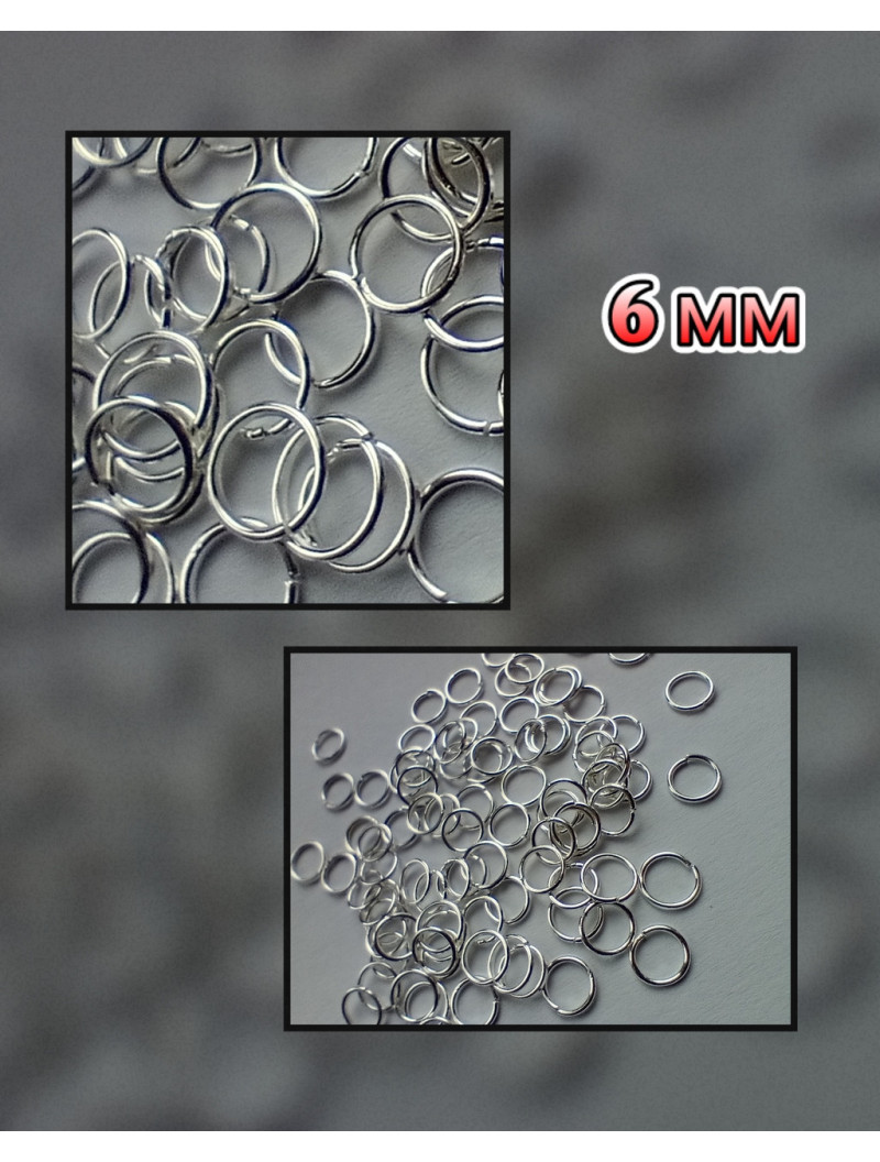 З'єднувальні кільця. Розмір — 6 мм. Паковання — 5 грамів. Колір срібло