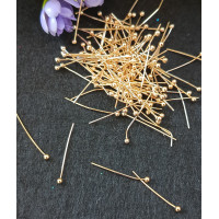 Піни з кулькою 2 см. Колір — золото. Паковання — 10 шт.