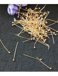 Піни з кулькою 2 см. Колір — золото. Паковання — 10 шт.