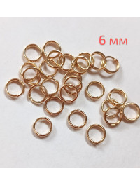 З'єднувальні кільця Подвійні. Розмір — 6 мм. Паковання — 20 шт. Колір — золото