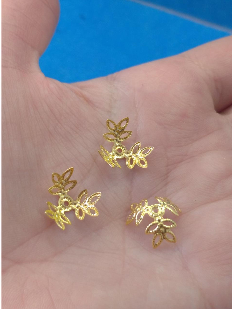 (10 шт.) Обіймачі для намистин. Колір — золото. Розмір — 1,3 см.