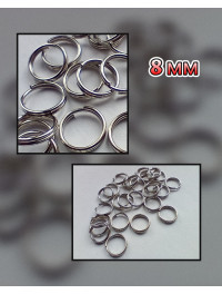 З'єднувальні кільця "подвійні". Розмір — 8 мм. Паковання — 5 грамів (прим.38 шт.). Колір сталь