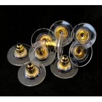 (10 шт) Пластиковая заглушка для сережек. Цвет - золото.