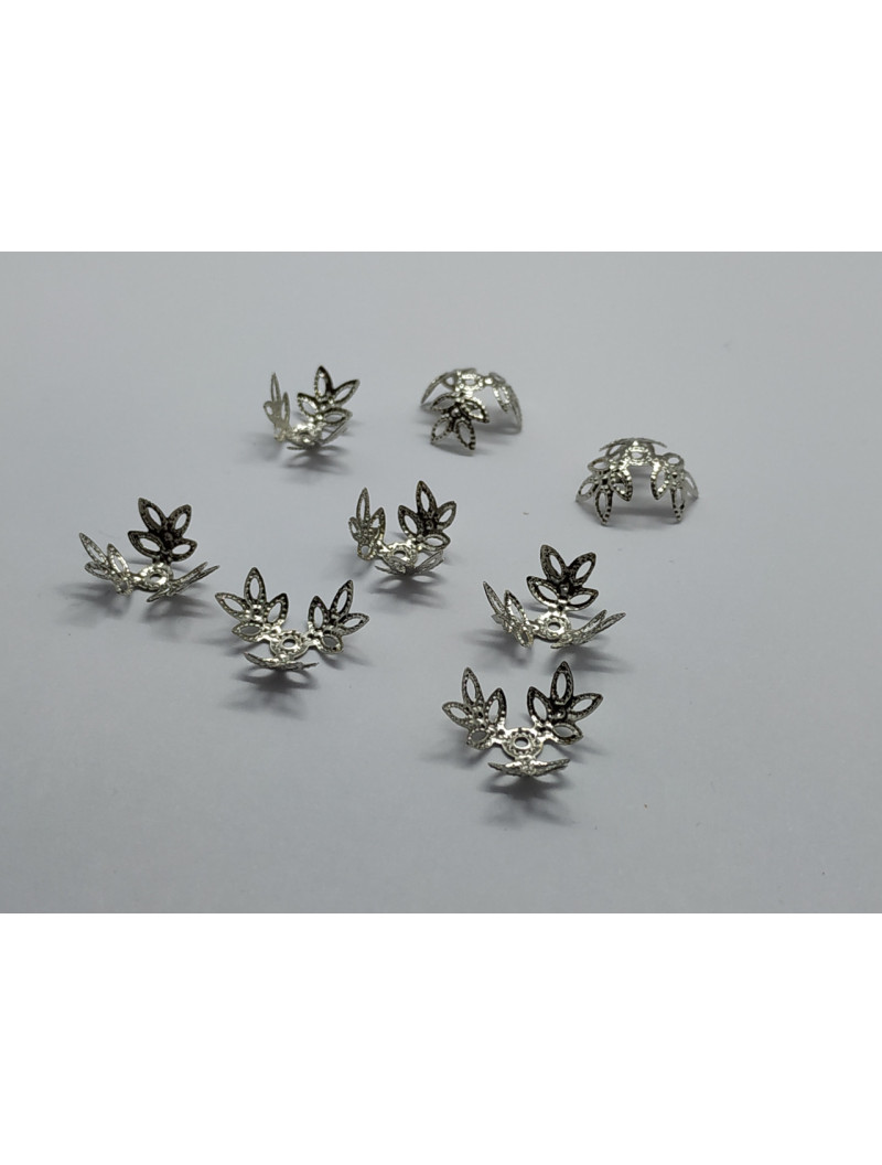 (10 шт.) Обіймачі для намистин. Колір — сталь. Розмір — 1,3 см.