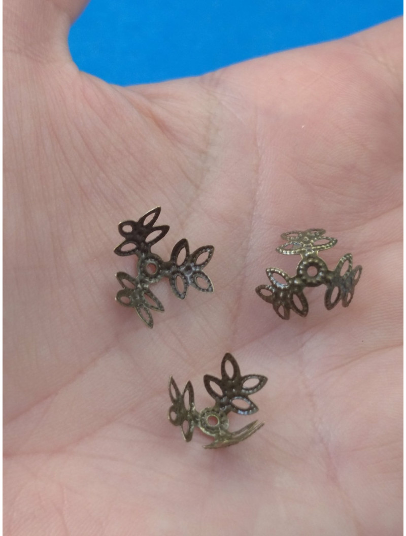 (10 шт.) Обіймачі для намистин. Колір — бронза. Розмір — 1,3 см.