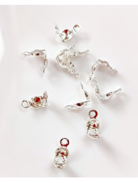 (10 шт.) Калоти для волосіні. Колір — срібло. Розмір 0.8 мм