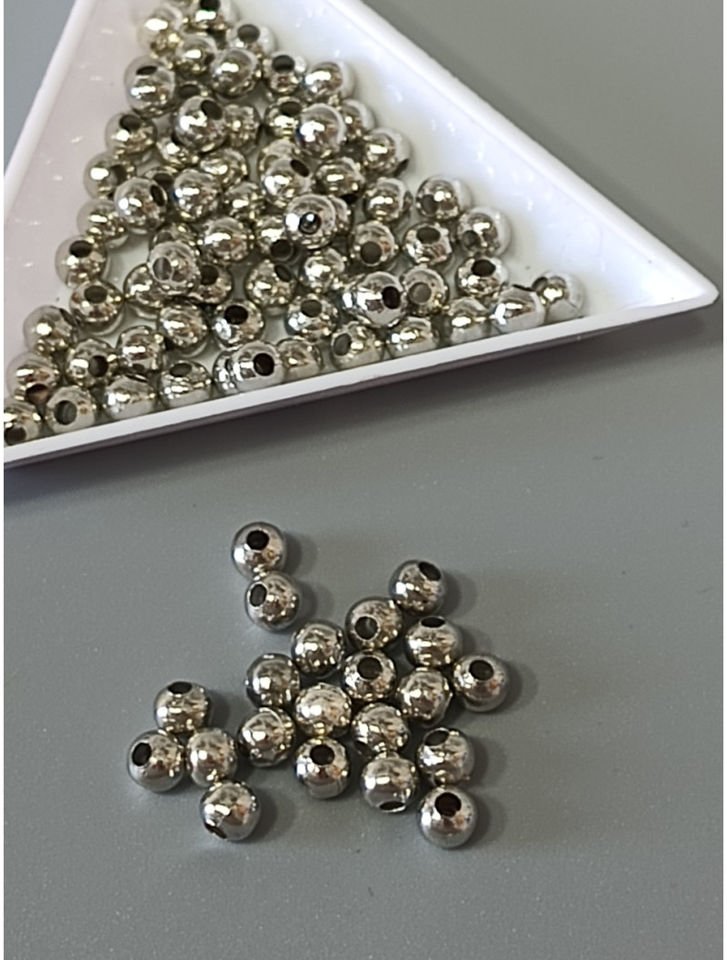 Металеві намистини "шар" Розмір — 5 мм. (від.2 мм) Світло-сталь. Паковання 5 грамів (приблизно 30 шт.)