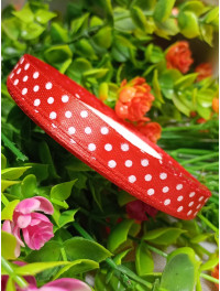 Атласна стрічка "горох"/червоний/1 см/23 метри