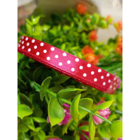 Атласна стрічка "горох"/малиновий/1 см/23 метри