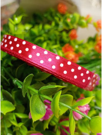 Атласна стрічка "горох"/малиновий/1 см/23 метри