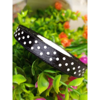 Атласна стрічка "горох"/чорний/1 см/23 метри