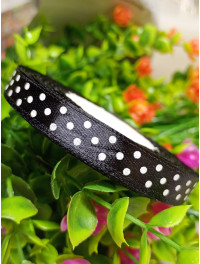 Атласна стрічка "горох"/чорний/1 см/23 метри