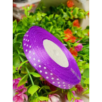 Атласная лента "горох" / фиолетовый / 1 см / 23 метра