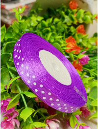 Атласна стрічка "горох"/фіолетовий/1 см/23 метри