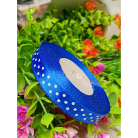 Атласна стрічка "горох"/ електрик/1 см/23 метри