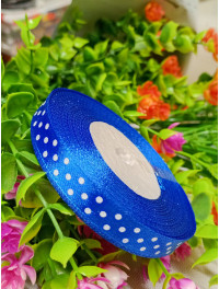 Атласна стрічка "горох"/ електрик/1 см/23 метри