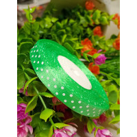 Атласная лента "горох" / ментол светлый / 1 см / 23 метра