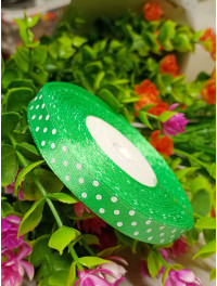 Атласна стрічка "горох"/ментол світлий/1 см/23 метри