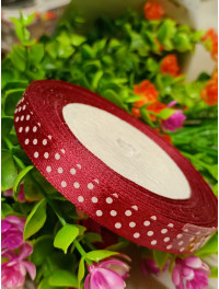 Атласна стрічка "горох"/бордовий/1 см/23 метри